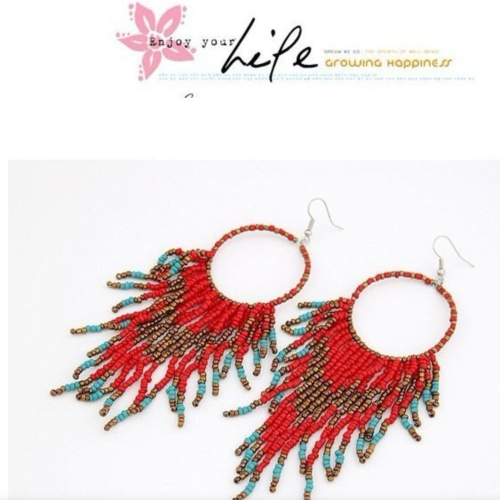 Bohemian Beads Tassel Earrings - Picture 12 of 14